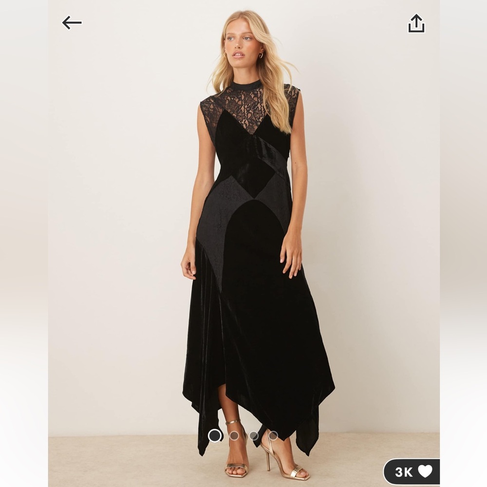 ASOS Black Asymmetrical Velvet Skirt